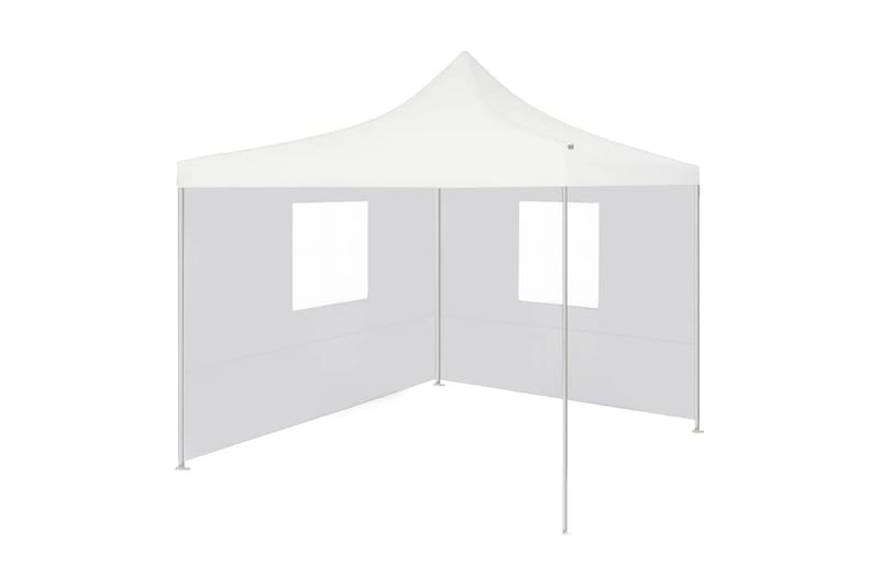 Hopfällbart partytält med 2 sidoväggar 2x2 m stål vit - Vit - Utemöbler & utemiljö - Utomhusförvaring - Trädgårdstält & förvaringstält