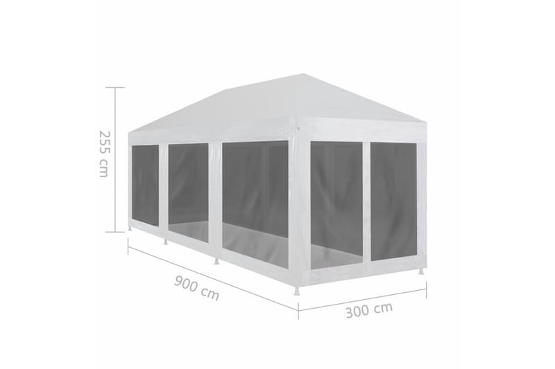 Partytält med 8 sidoväggar i nät 9x3 m - Vit - Utemöbler & utemiljö - Utomhusförvaring - Trädgårdstält & förvaringstält