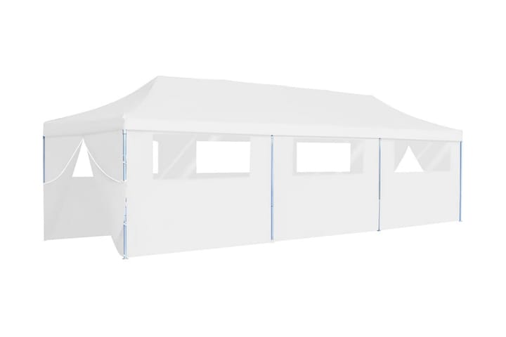 Pop-Up hopfällbart partytält med 8 sidoväggar 3x9 m vit - Vit - Utemöbler & utemiljö - Utomhusförvaring - Trädgårdstält & förvaringstält
